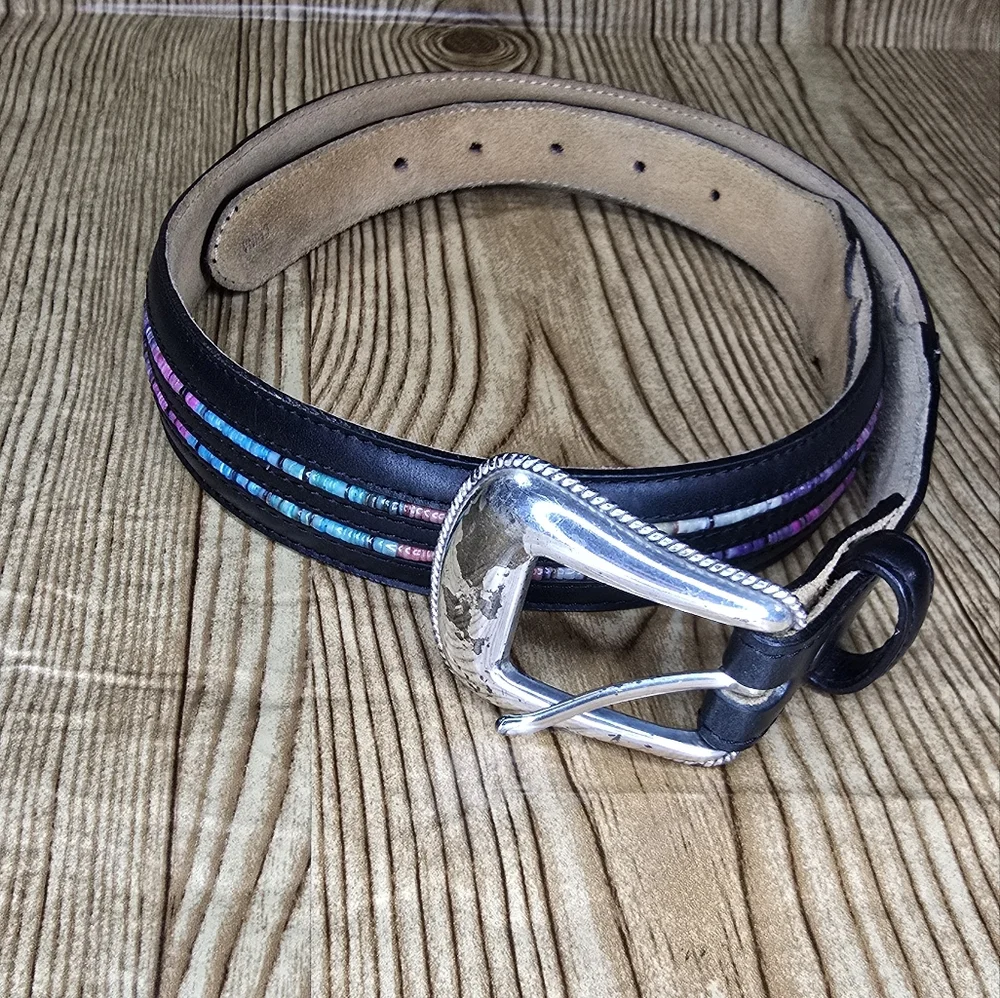 Tony Lama Women's Black Leather Belt Size 32‎